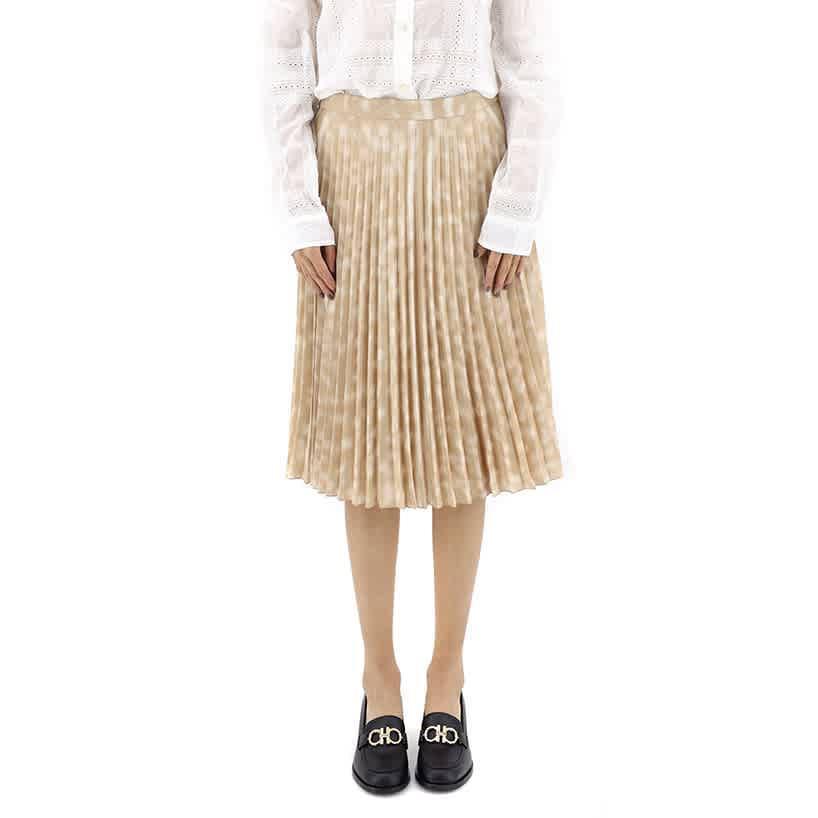 商品Burberry|Beige Deer Print Pleated Skirt,价格¥5363,第1张图片