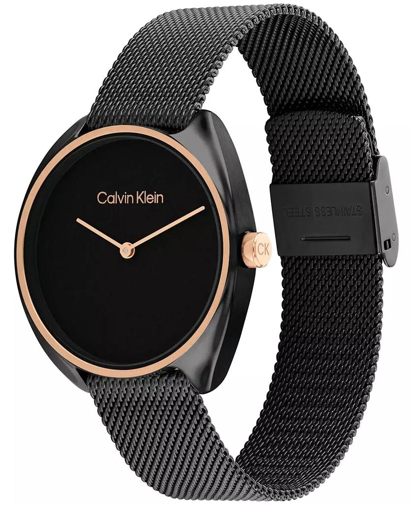 商品Calvin Klein|Women's Quartz Black Stainless Steel Mesh Bracelet Watch 34mm,价格¥839,第2张图片详细描述