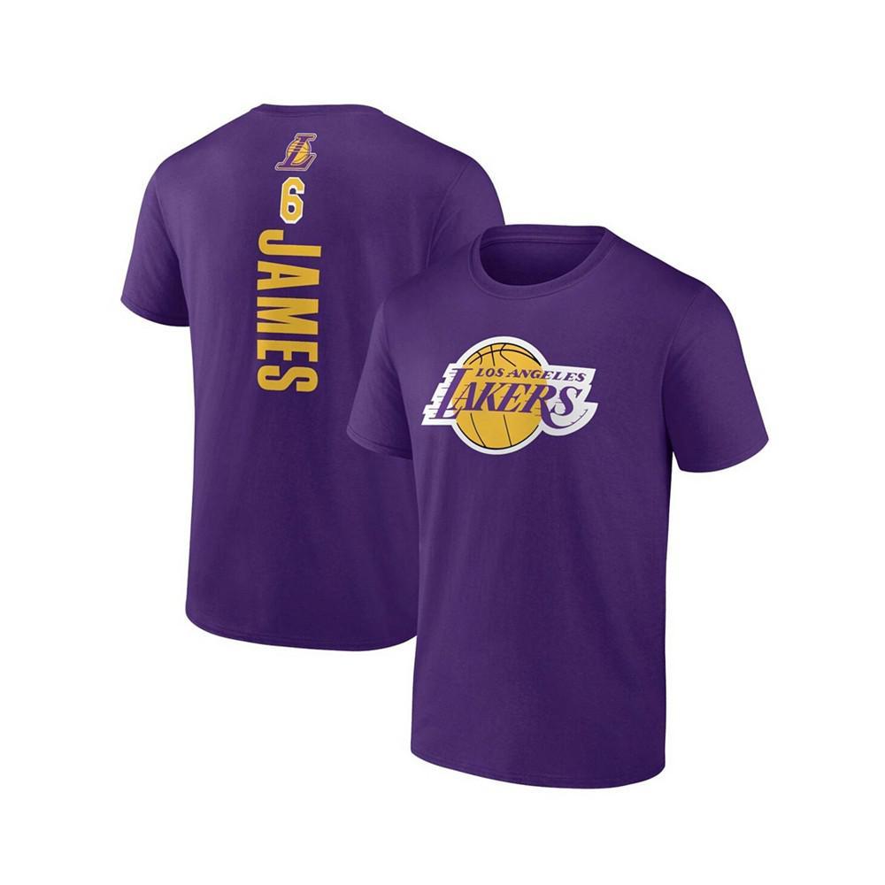 商品Fanatics|Men's LeBron James Purple Los Angeles Lakers Playmaker Name Number T-shirt,价格¥239,第1张图片