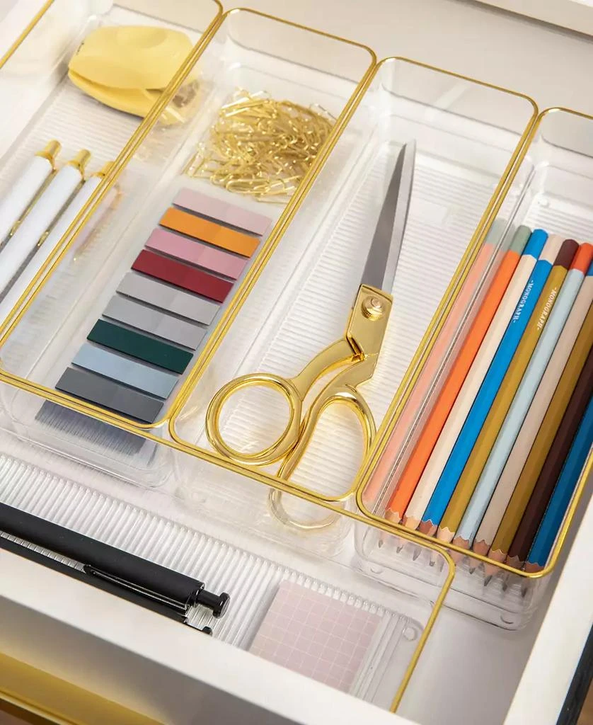 商品Martha Stewart|Kerry 6 Piece Plastic Stackable Office Desk Drawer Organizers, 12" x 3",价格¥208,第4张图片详细描述