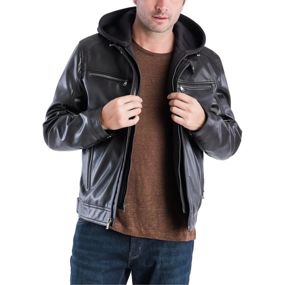 商品Michael Kors|MICHAEL Kors Men's Faux-Leather Hooded Bomber Jacket, Created for Macy's,价格¥1166,第3张图片详细描述