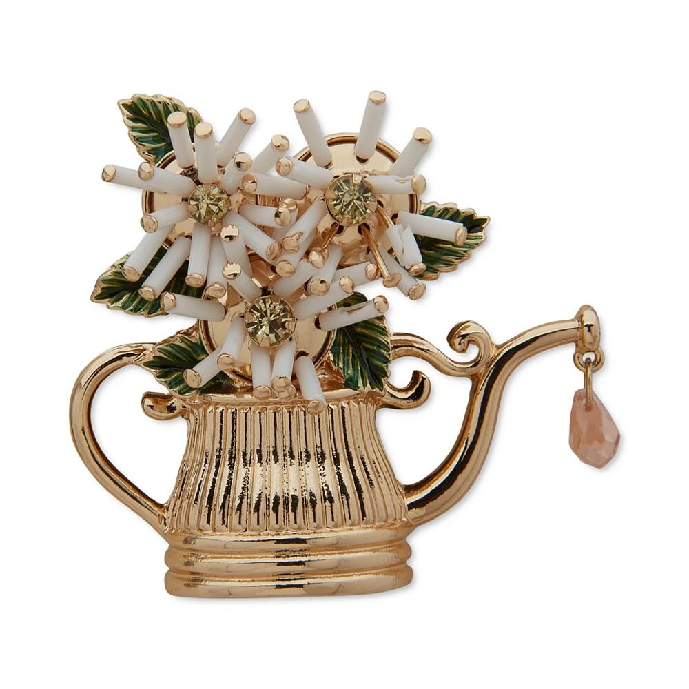 商品Anne Klein|Gold-Tone Crystal & Bead Flower Pot Pin,价格¥105,第1张图片