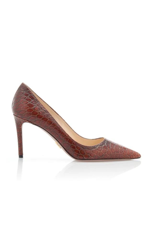 商品Prada|Prada - Croc-Effect Leather Pumps - Brown - IT 40 - Moda Operandi,价格¥4606,第1张图片