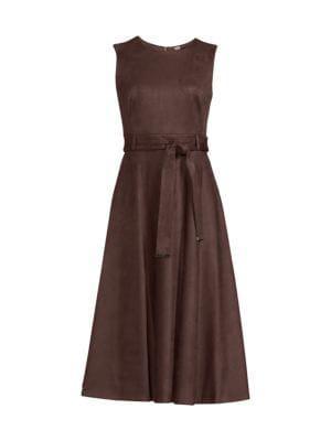 商品Calvin Klein|Belted Faux Suede Midi A Line Dress,价格¥355,第5张图片详细描述