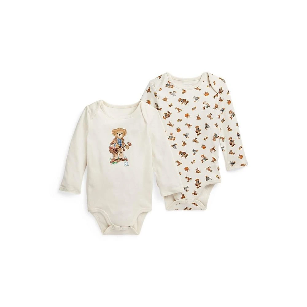 商品Ralph Lauren|Baby Boys Polo Bear Cotton Long Sleeves Bodysuits, Pack of 2,价格¥368,第1张图片