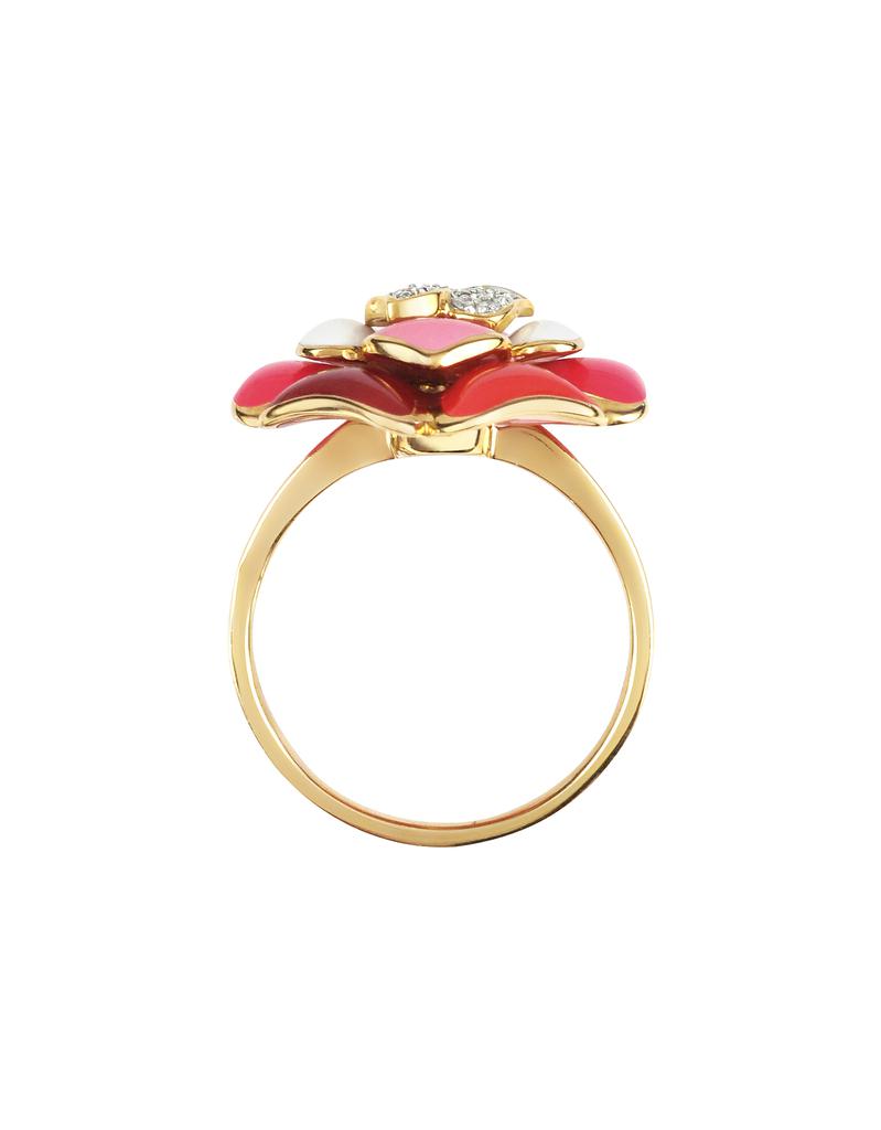 Tearose - 镶钻18K金粉色花朵戒指商品第2张图片规格展示