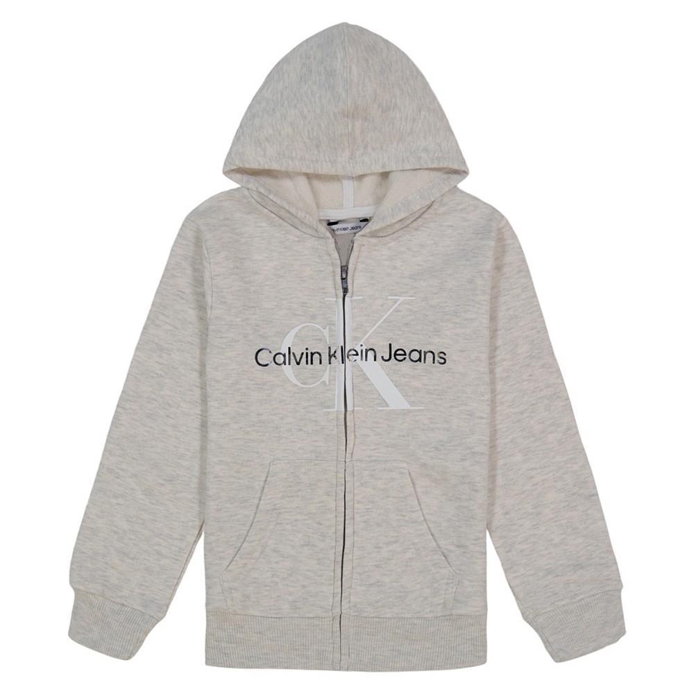 商品Calvin Klein|Big Girls Monogram Logo Zip-Up Hoodie,价格¥267,第1张图片