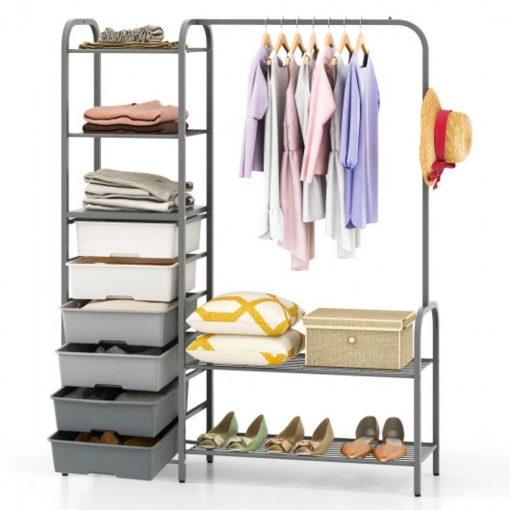 商品Hivvago|Free Standing Closet Organizer with Removable Drawers and Shelves-Gray,价格¥1188,第4张图片详细描述