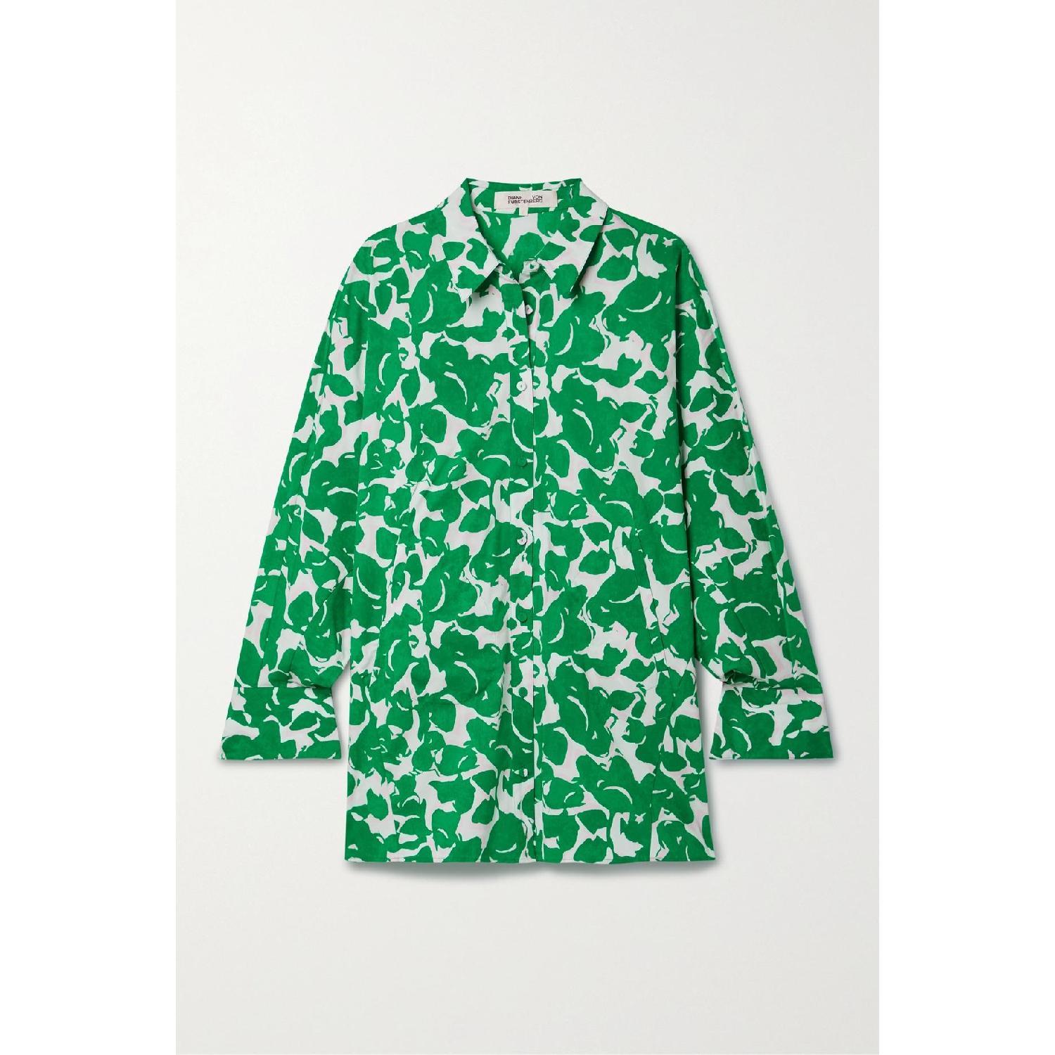 商品Diane von Furstenberg|包邮包税【预售7天发货】 DIANE VON FURSTENBERG 23秋冬 女士 长袖衬衫 Caleb 大廓形印花棉质混纺衬衫 1647597309096797 DVFBL2R013FLNTG ,价格¥3970,第1张图片