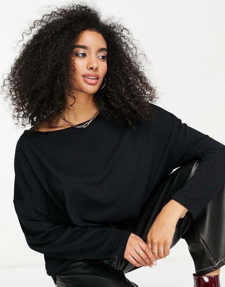 AllSaints Rita long sleeve t-shirt in black商品第4张图片规格展示