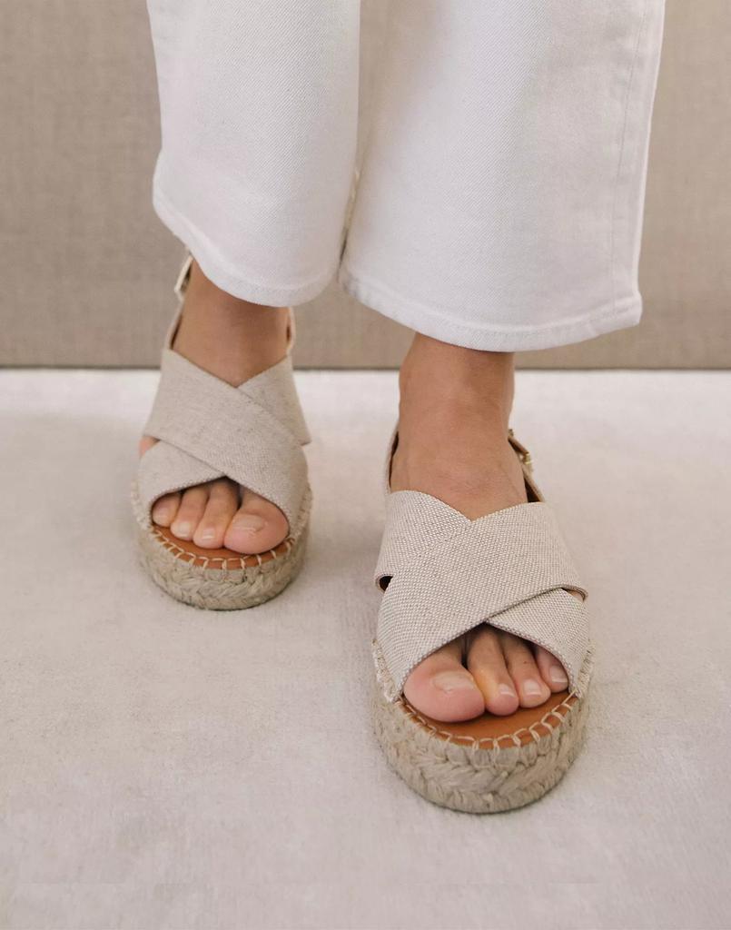 商品Madewell|ALOHAS Linen Crossed Platform Bicolor Espadrille Sandals,价格¥819,第5张图片详细描述