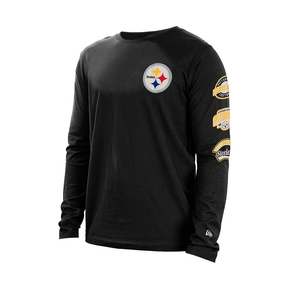 商品New Era|Men's Black Pittsburgh Steelers Hype 2-Hit Long Sleeve T-shirt,价格¥279,第2张图片详细描述