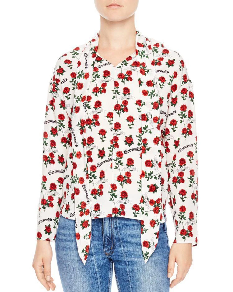 商品Sandro|Bessie Silk Sash Top,价格¥1740,第1张图片