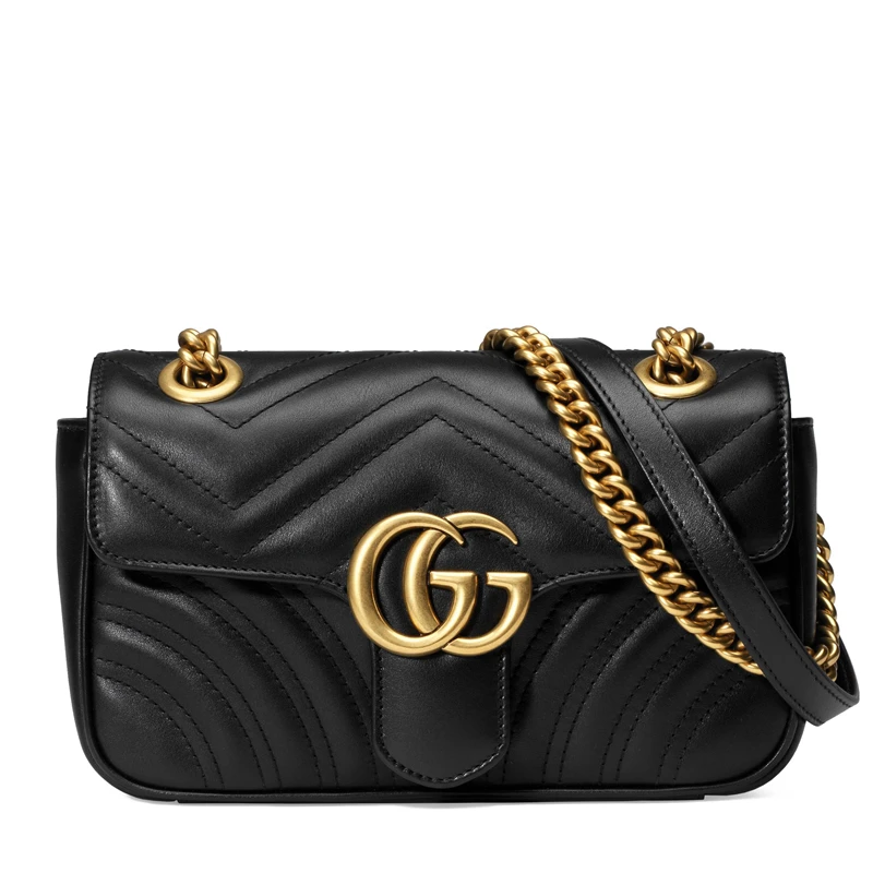 商品Gucci|GUCCI/古驰 经典款迷你GGMarmont女士绗缝小牛皮链条单肩斜挎包（2色可选）,价格¥15265,第1张图片