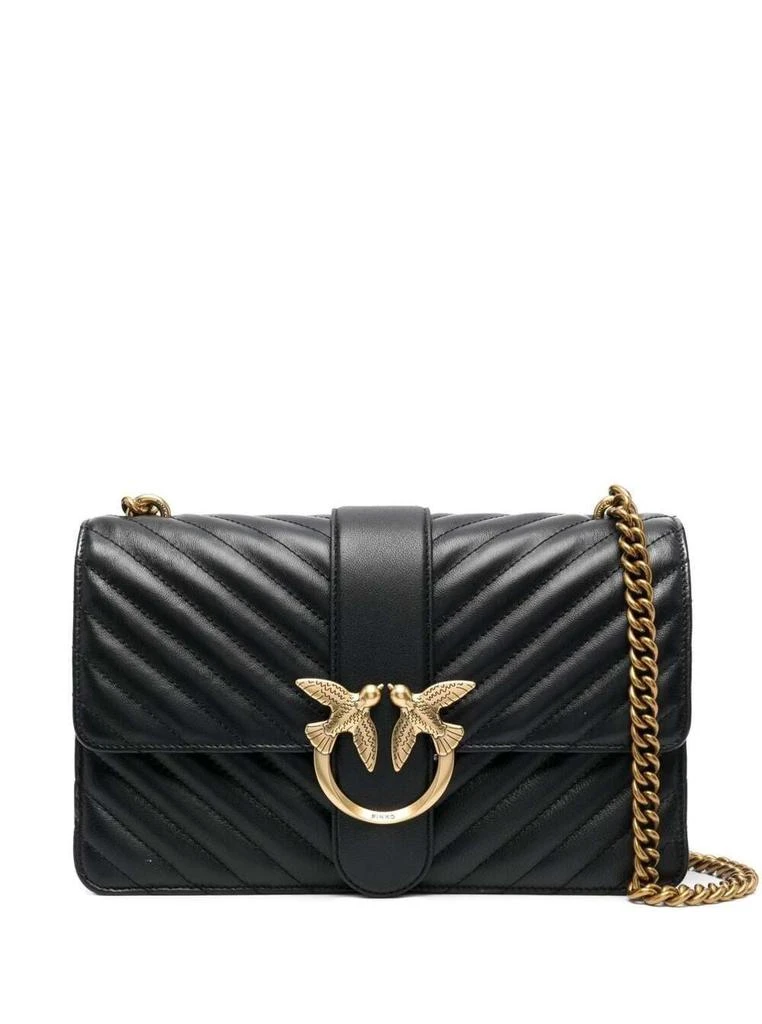 商品PINKO|Pinko Love Classic Black Chevron Leather Crossbody Bag Woman,价格¥1957,第1张图片