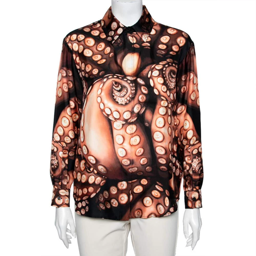 商品[二手商品] Burberry|Burberry London Brown Octopus Print Silk Long Sleeve Shirt S,价格¥2491,第1张图片