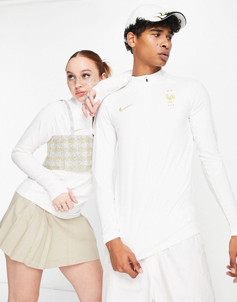 Nike Football World Cup 2022 France unisex zip neck top in white商品第1张图片规格展示