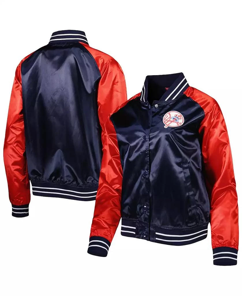 商品Mitchell & Ness|Women's Navy New York Yankees Team 2.0 Satin Raglan Full-Snap Jacket,价格¥819,第1张图片
