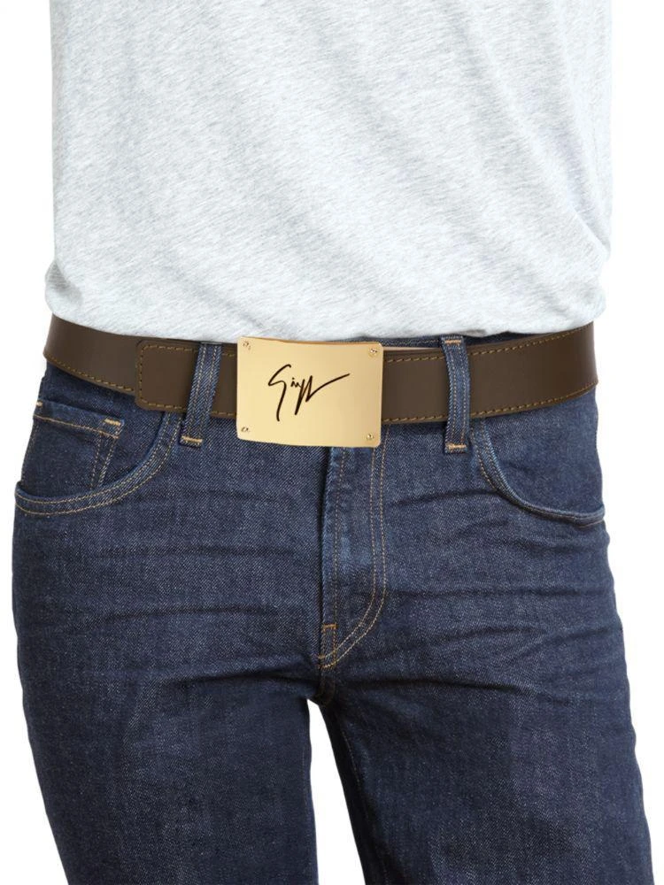 商品Giuseppe Zanotti|Logo Buckle Leather Belt,价格¥1197,第3张图片详细描述