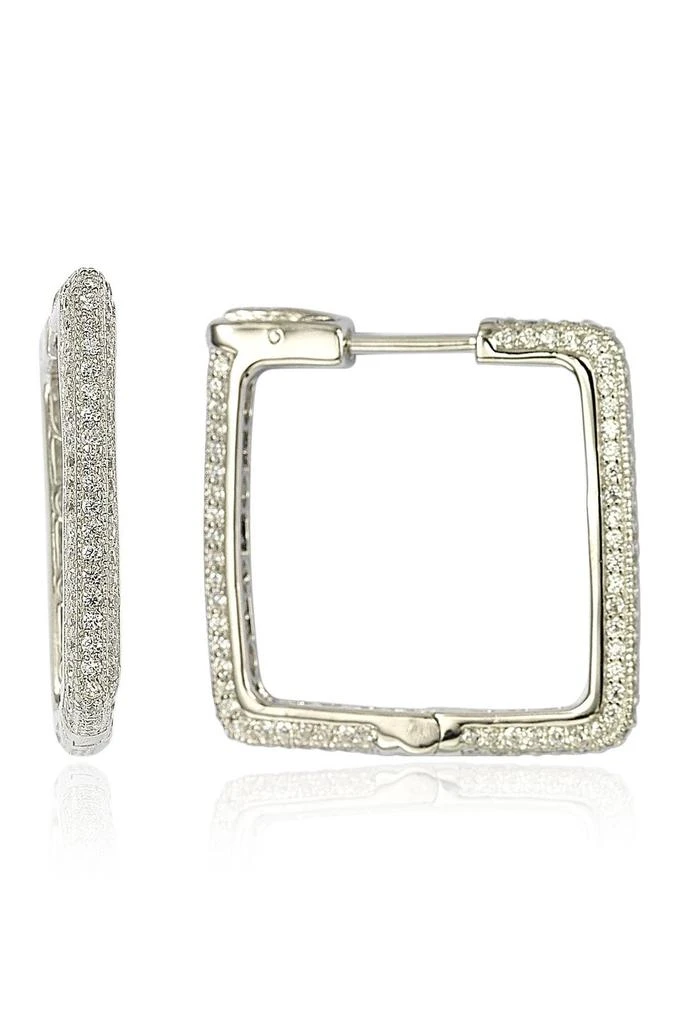 商品Suzy Levian|Sterling Silver Modern Pave CZ Square Hoop Earrings,价格¥1302,第1张图片