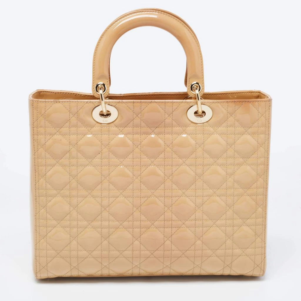 商品[二手商品] Dior|Dior Beige Cannage Patent Leather Large Lady Dior Tote,价格¥10076,第4张图片详细描述