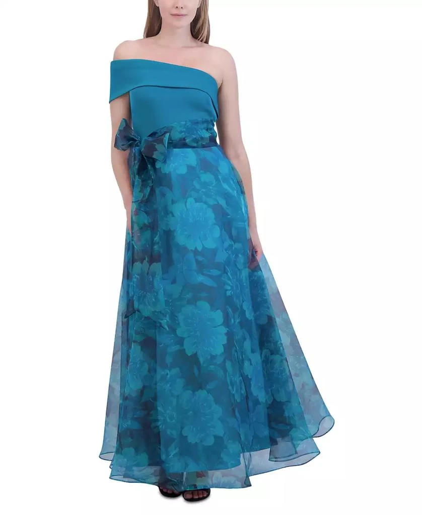 商品Eliza J|Women's One-Shoulder Organza Tie-Waist Gown,价格¥640,第1张图片