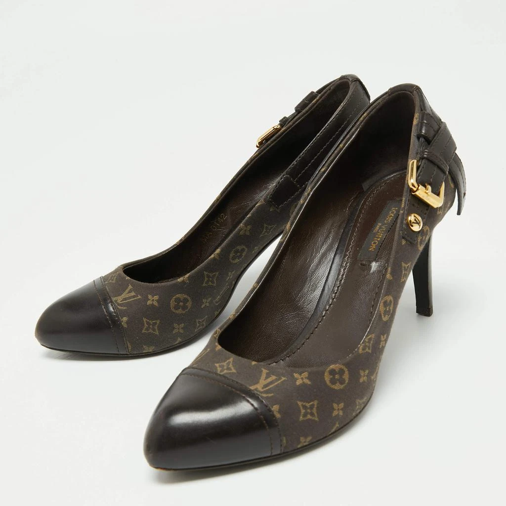 商品[二手商品] Louis Vuitton|Louis Vuitton Brown Monogram Canvas Mini Lin Barbara Leather Cap Pointed Toe Pumps Size 36,价格¥2908,第2张图片详细描述