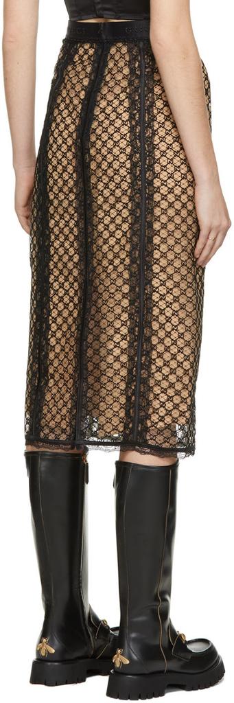 Black & Beige GG Net Mid-Length Skirt商品第3张图片规格展示