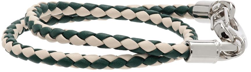 White & Green Double Wrap Braided Bracelet商品第5张图片规格展示