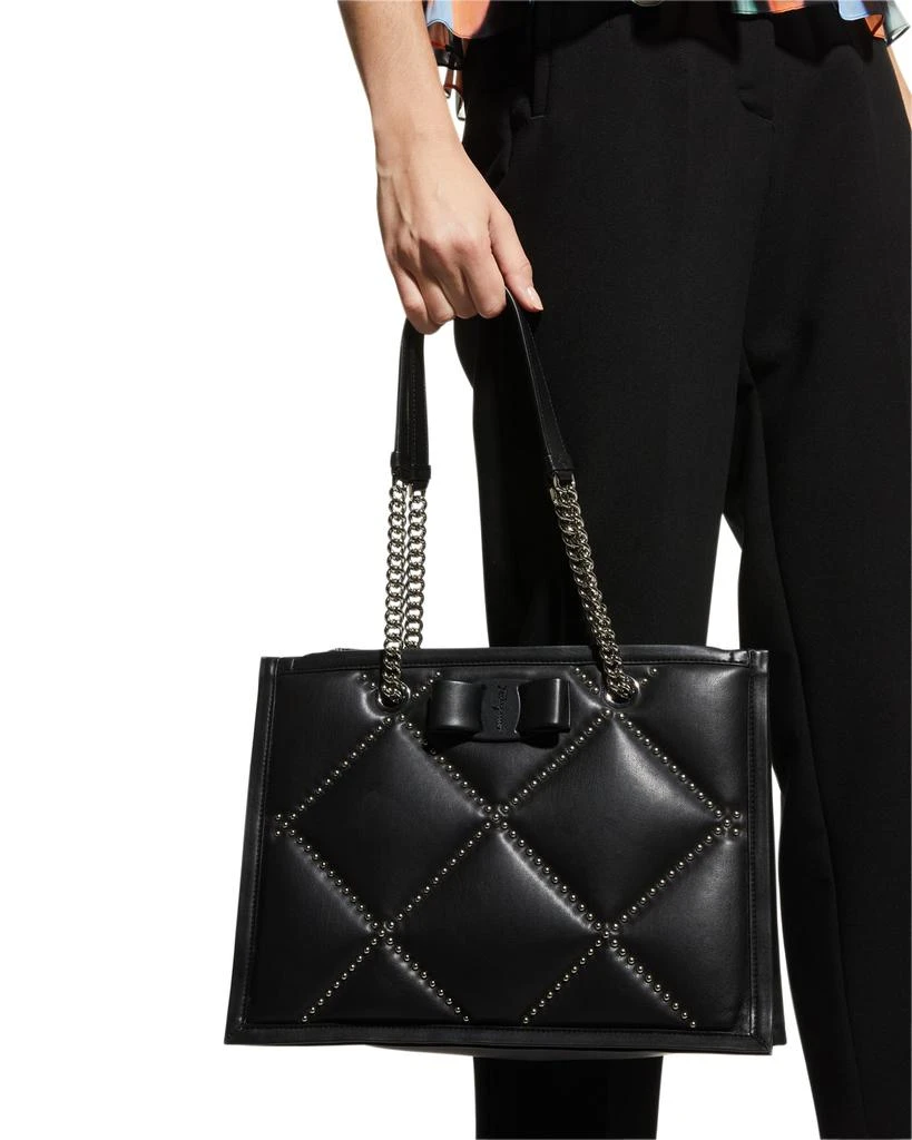 商品Salvatore Ferragamo|Viva Studded Quilt Leather Tote Bag,价格¥12989,第2张图片详细描述