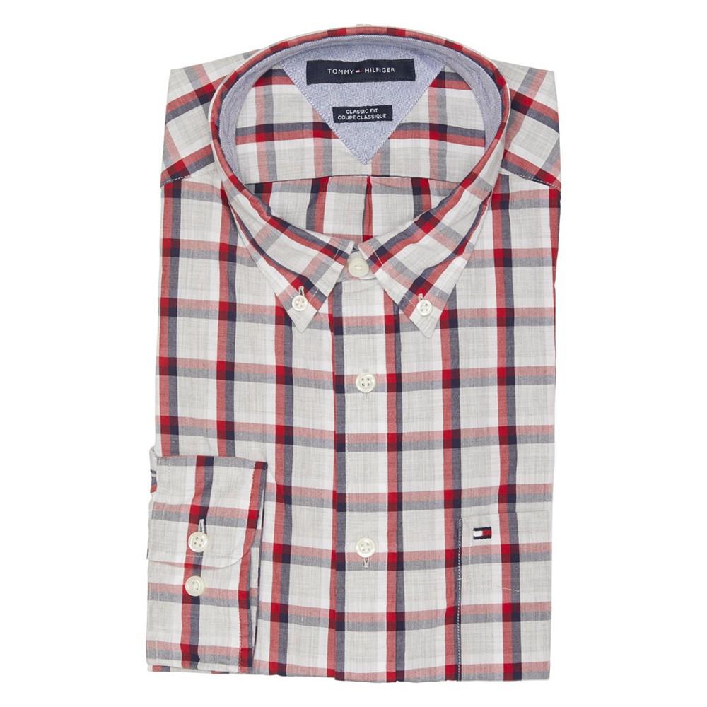 Men's Button-Down Collar Plaid Dress Shirt商品第3张图片规格展示