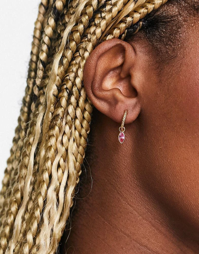 商品Orelia|Orelia huggie hoop earrings with Swarovski navette crystal in gold plate,价格¥257,第2张图片详细描述