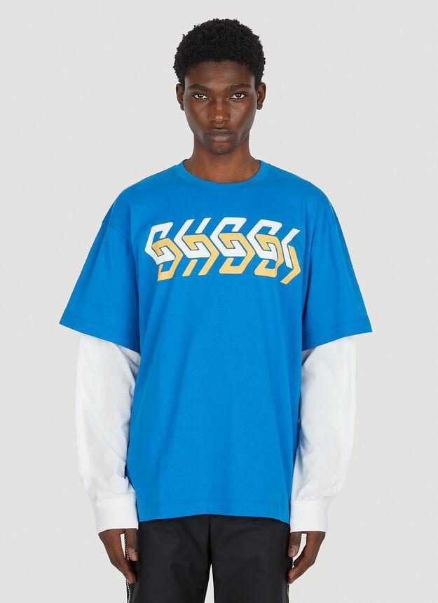 商品Gucci|Mirror Logo T-Shirt in Blue,价格¥5423,第1张图片