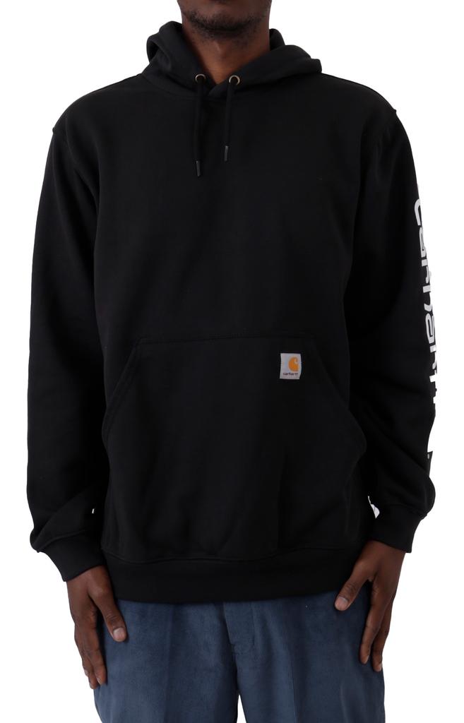 (K288) MW Signature Sleeve Logo Pullover Hoodie - Black商品第1张图片规格展示