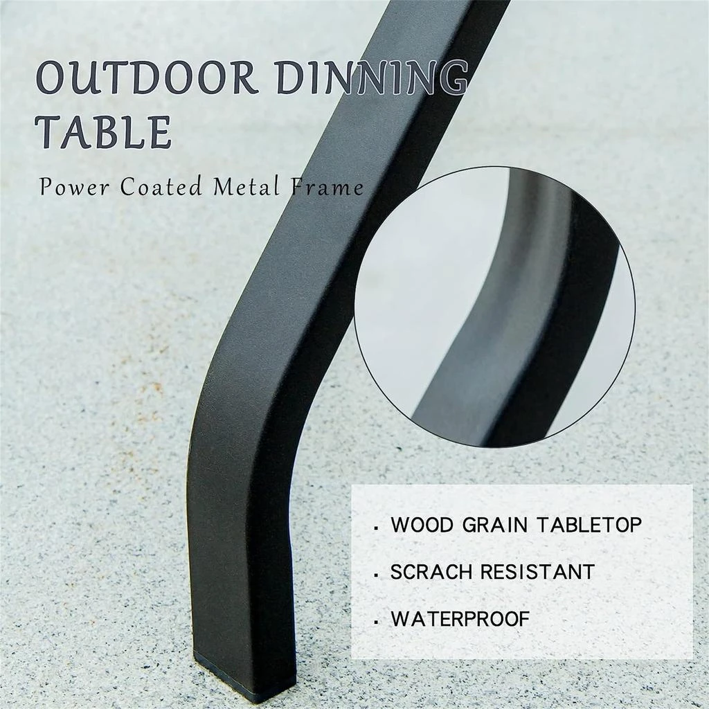 商品Streamdale Furniture|Streamdale Square Metal Patio Table with Umbrella Hole & Wood-Look Top,价格¥2000,第2张图片详细描述