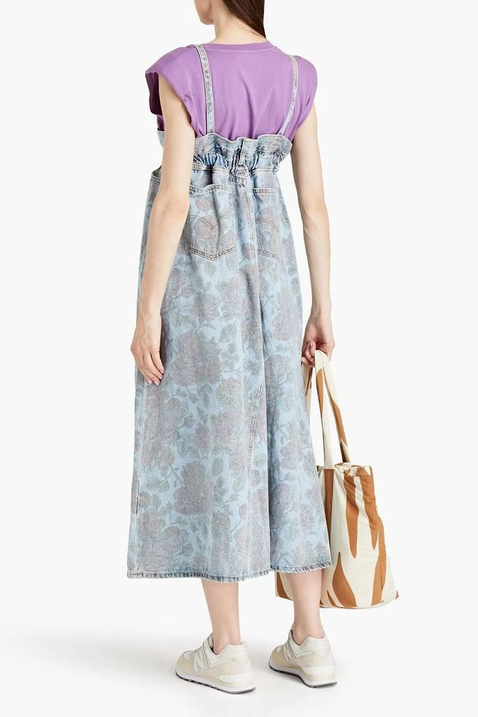 商品Ganni|Gathered floral-print denim midi dress,价格¥794,第3张图片详细描述