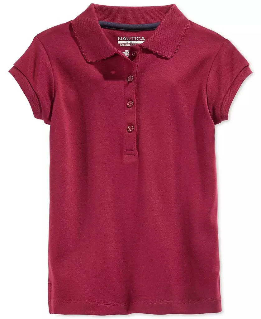 商品Nautica|Plus Girls Uniform Short Sleeve Interlock Polo Shirt,价格¥130,第1张图片