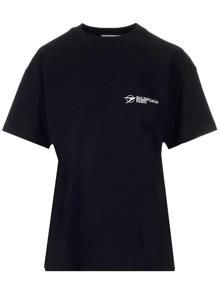 Balenciaga Paris Logo Embroidered T-Shirt商品第1张图片规格展示