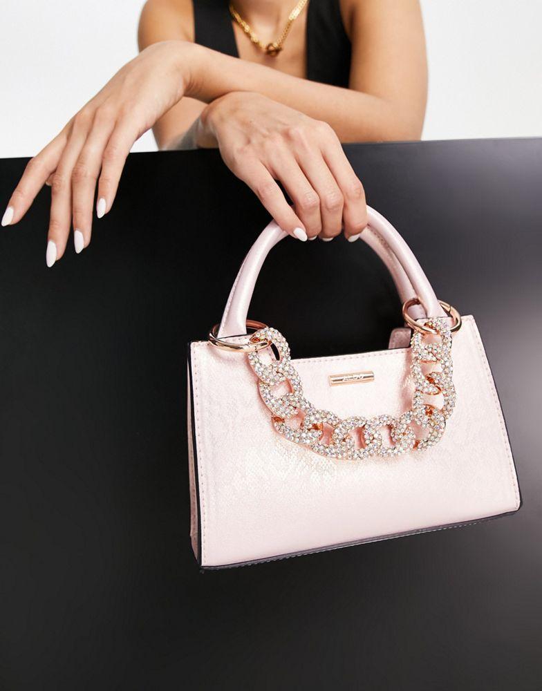 商品ALDO|ALDO Joii grab bag with diamante embellishment in rose gold,价格¥566,第1张图片