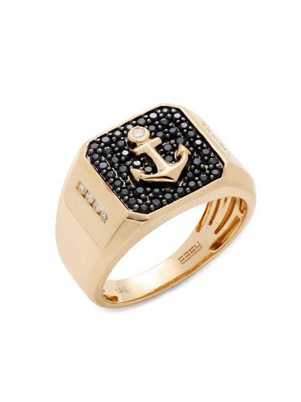 商品Effy|14K Yellow Gold, Black Sapphire & Diamond Ring,价格¥13777,第1张图片