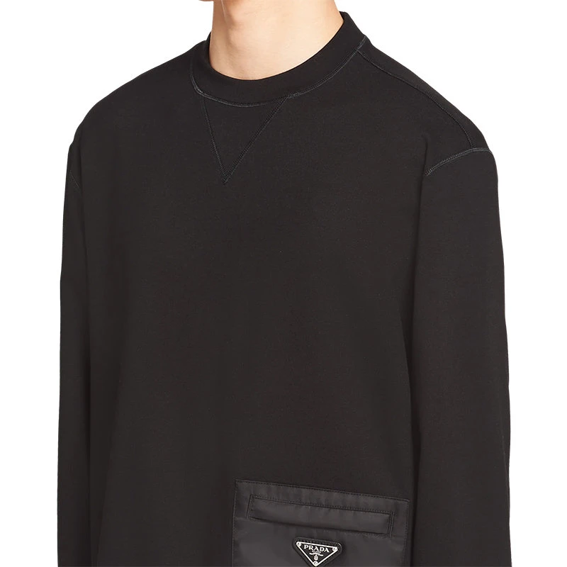 商品Prada|【预售3-7天】PRADA/普拉达 21年秋冬 男士黑色长袖圆领卫衣UJL179_1YSZ_F0806_S_212,价格¥7953,第4张图片详细描述