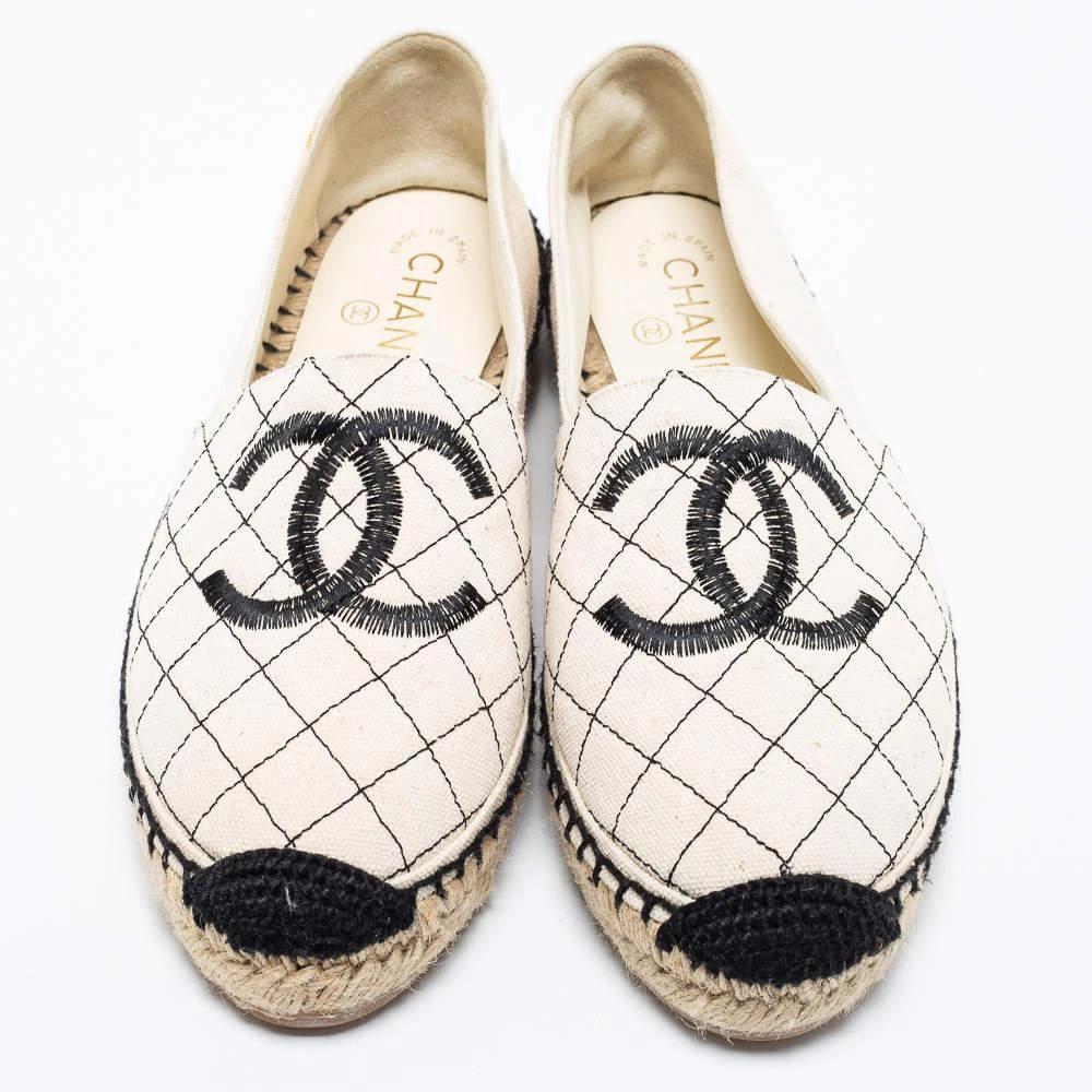 商品[二手商品] Chanel|Chanel Beige Canvas Biarritz CC Espadrilles Size 39,价格¥4374,第3张图片详细描述