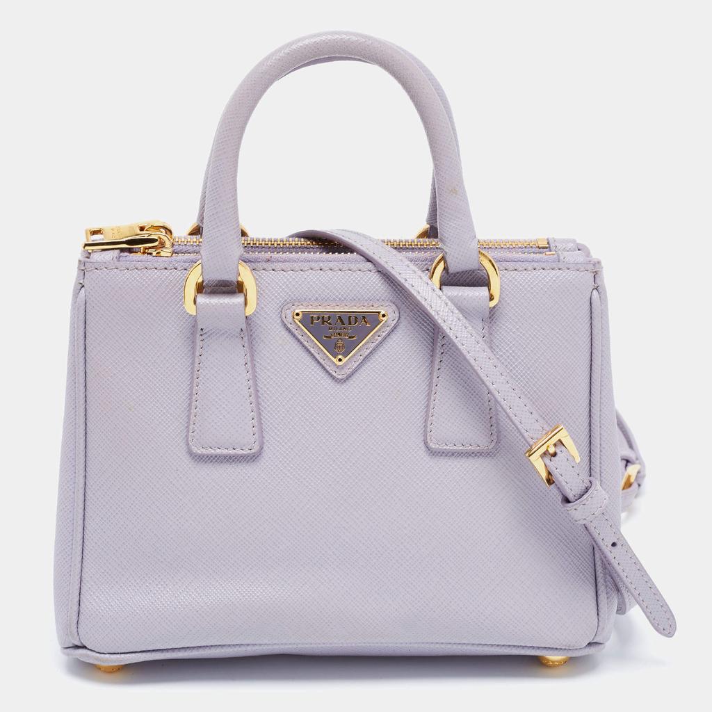 Prada Purple Saffiano Lux Leather Mini Galleria Double Zip Tote商品第1张图片规格展示