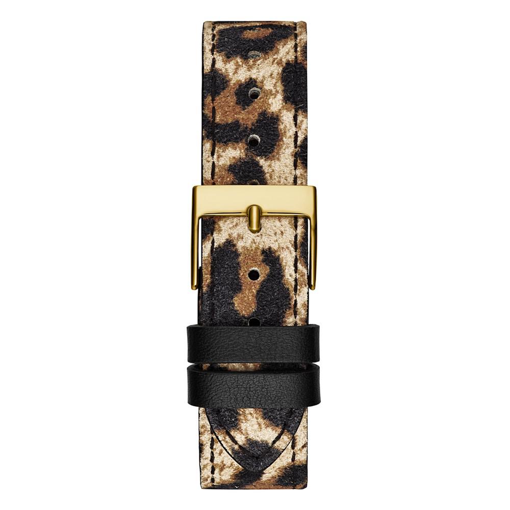 Women's Gold-Tone Glitz Animal Print Genuine Leather Strap Watch, 34mm商品第3张图片规格展示