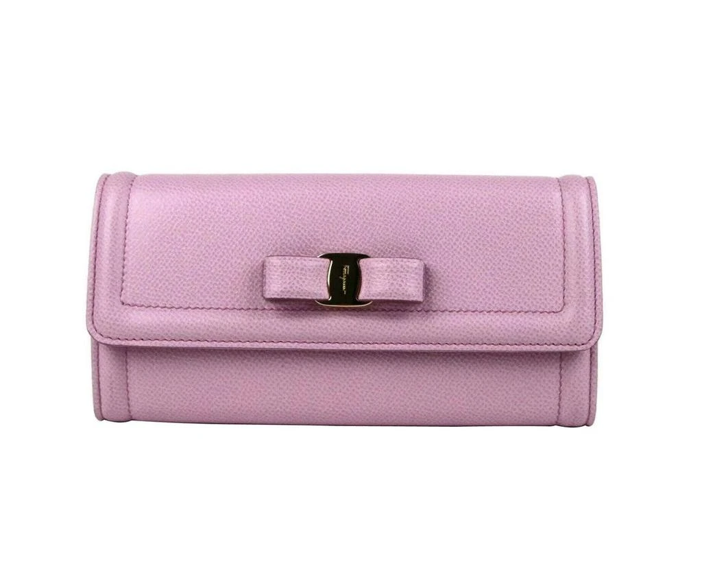 商品Salvatore Ferragamo|Salvatore Ferragamo Women's Lilac Leather Continental Bow Wallet 0683508,价格¥3494,第1张图片