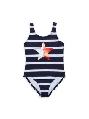 商品Tommy Hilfiger|Little Girl's Star & Stripes One Piece Swimsuit,价格¥118,第1张图片