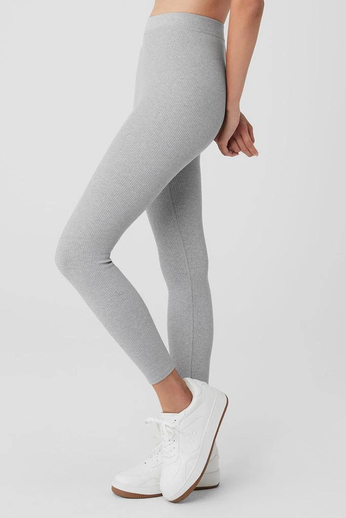 商品Alo|Ribbed High-Waist 7/8 Blissful Legging - Athletic Heather Grey,价格¥753,第3张图片详细描述