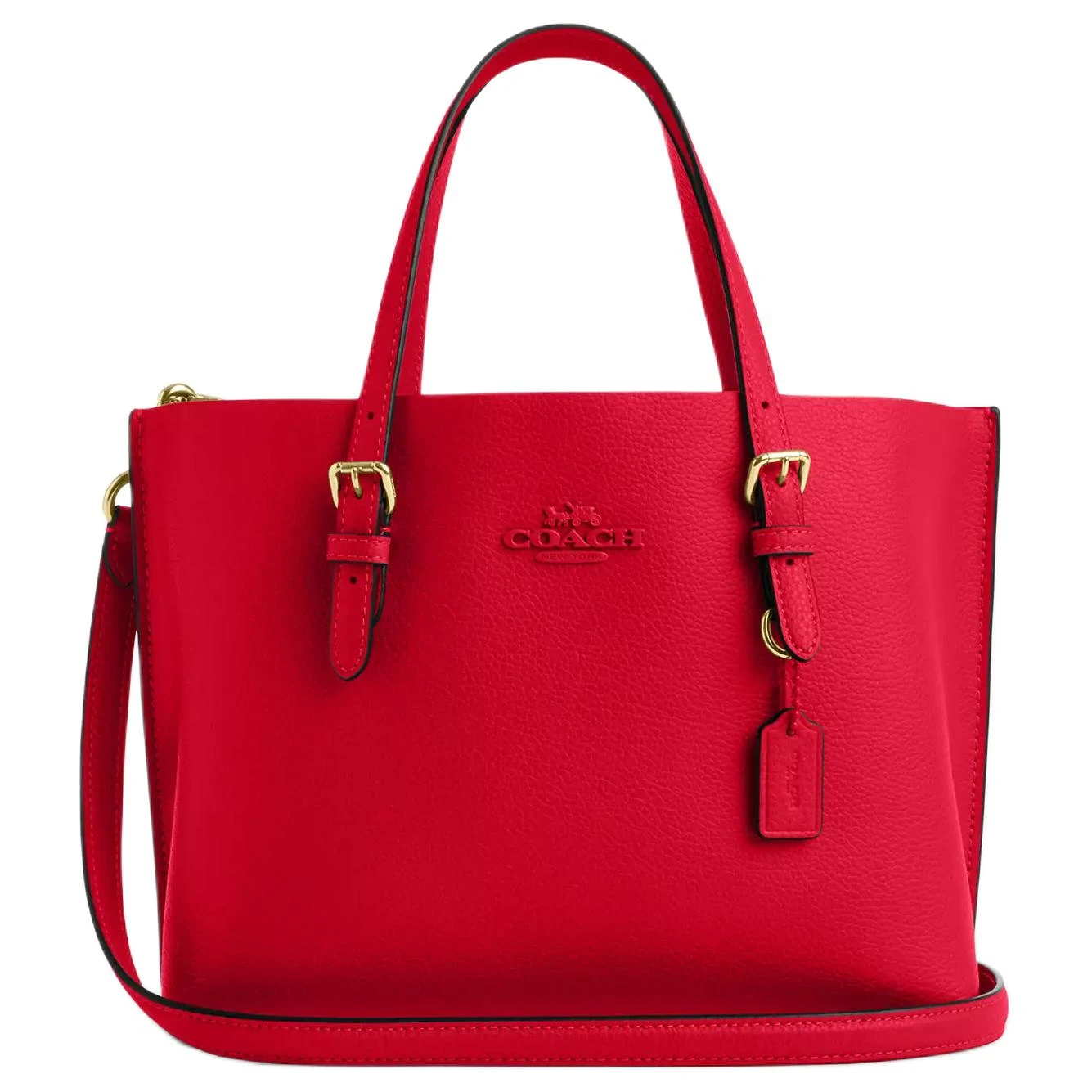 商品[国内直发] Coach|蔻驰 Mollie 25 品牌徽标可拆卸肩带 皮革 托特包Tote包购物袋手提单肩包 中号 女款 红色,价格¥2364,第1张图片