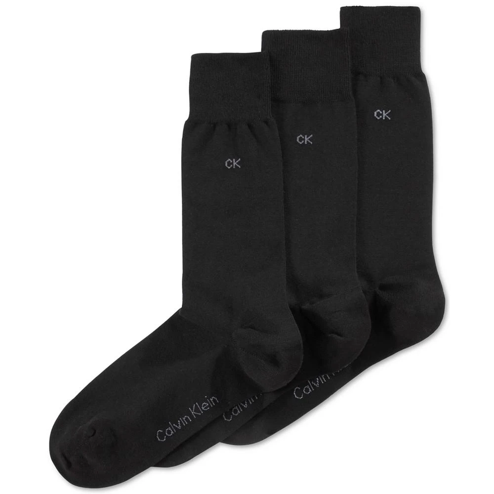 商品Calvin Klein|Men's Socks, Combed Flat Knit Crew 3 Pack,价格¥68,第1张图片