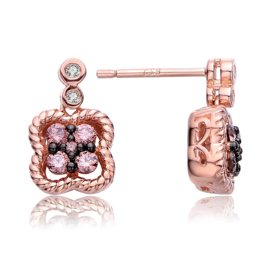 商品Genevive|Sterling Silver Rose Gold Plated Coffee Cubic Zirconia Drop Earrings,价格¥446,第2张图片详细描述
